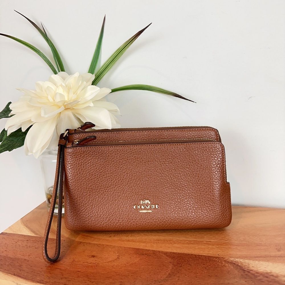 NWT Coach‎ Leather Double Zip Wallet/Wristlet